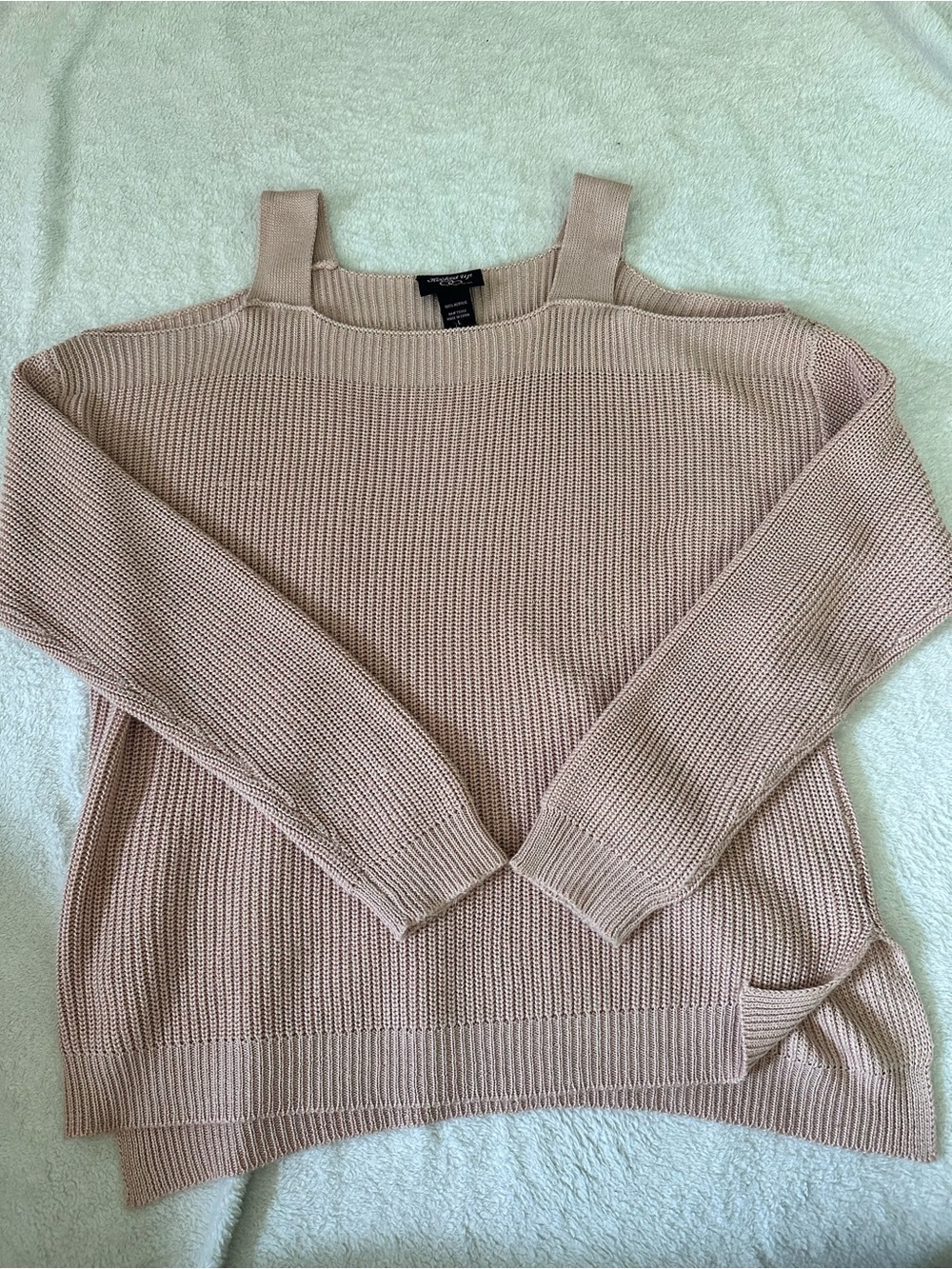 Hooked Up by IOT Blush Pink Off-Shoulder Knit Sweater